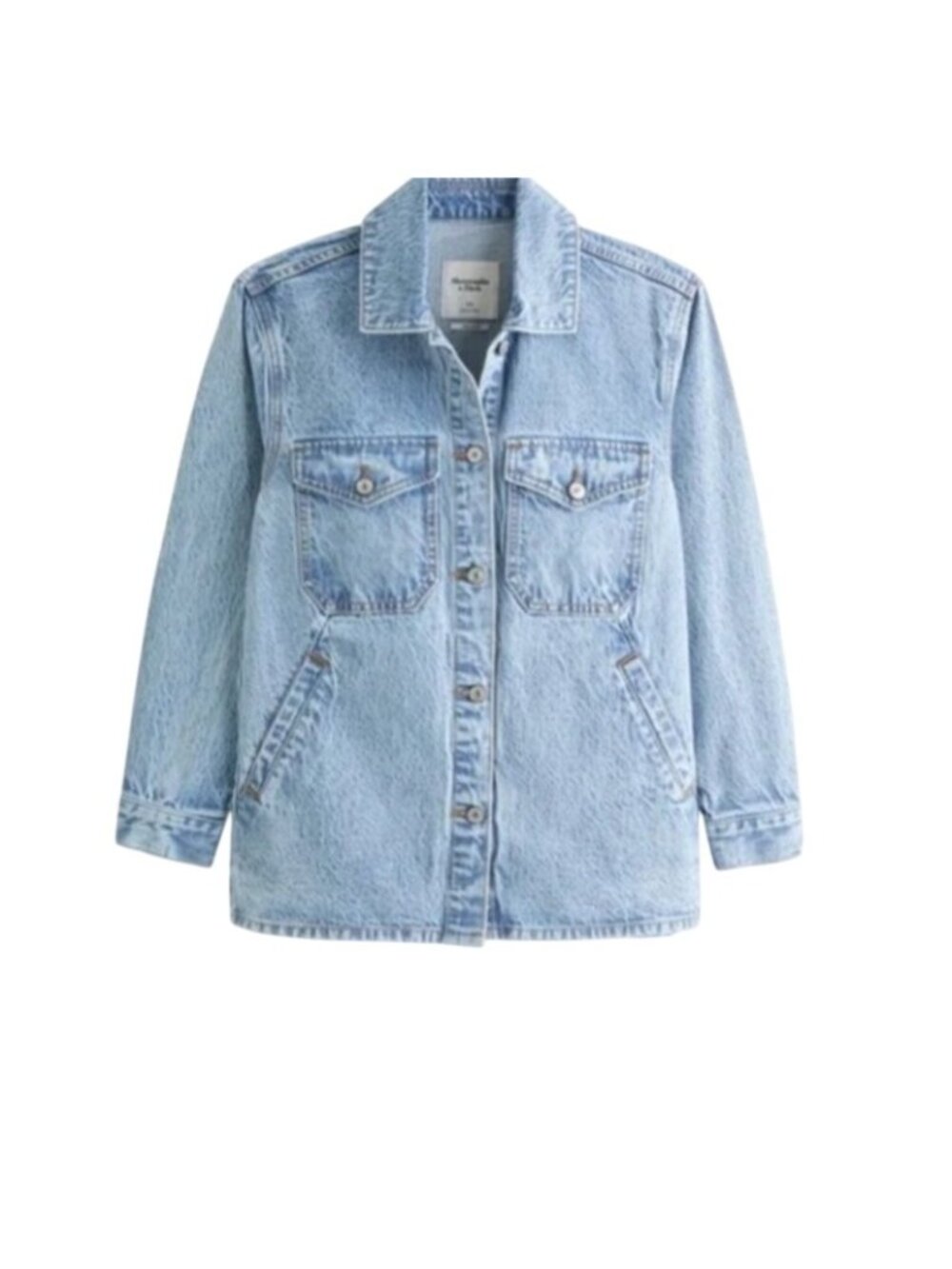 Abercrombie & Fitch Womens Medium Blue Light Oversized Drapey Denim Shirt Jacket